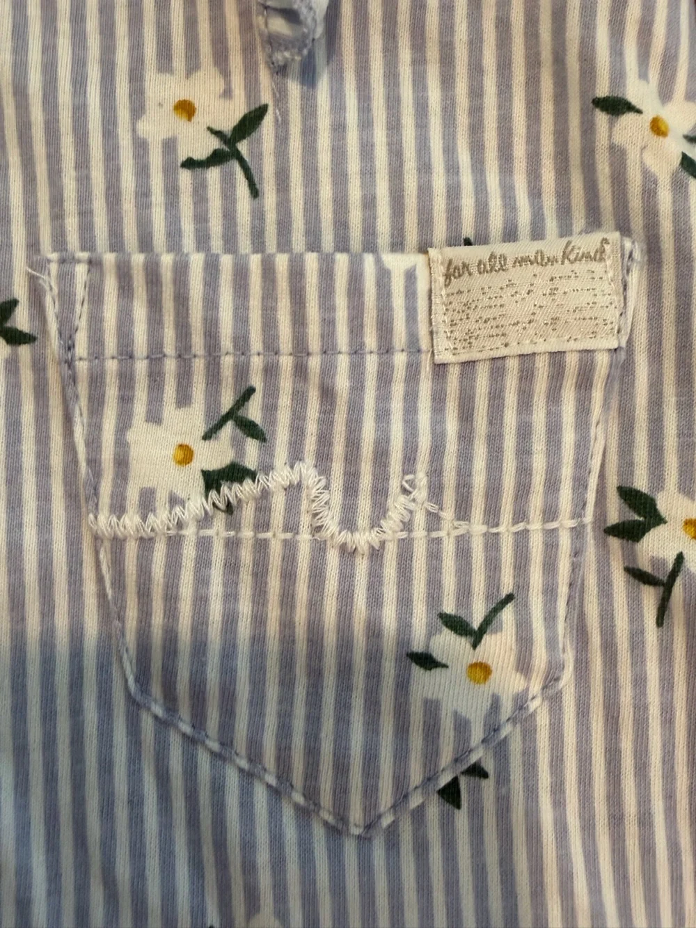 NWT - 7 For All Mankind Blue and White Striped Floral Ruffle Footie